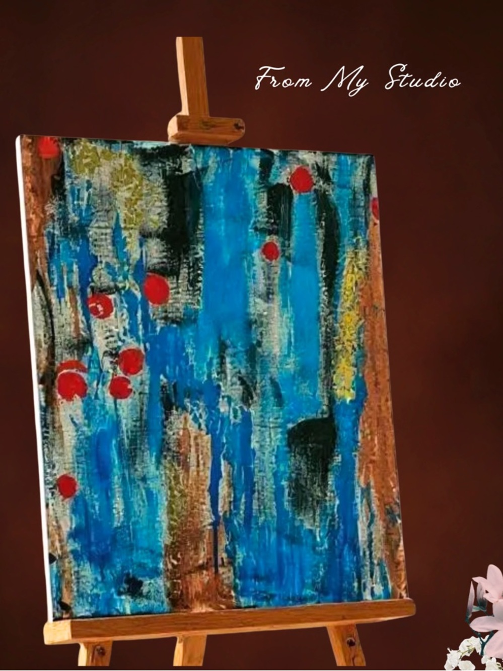 HAND PAINTED Acrylic Artwork Original Vibrant Handmade Abstract Painting Blue